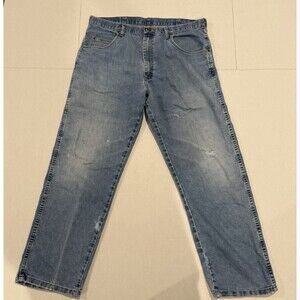 Wrangler Rugged Wear Mens 38x30 Blue Denim Wash Jeans
